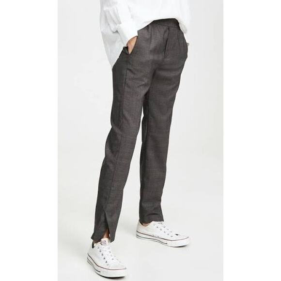 NILI LOTAN Wool Chelsea Pants Womens 2 Gray Glen Plaid Mid...